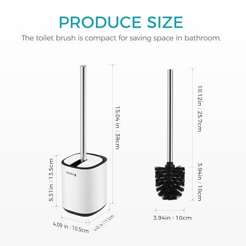 Toilet Brush and Holder Set Toilet Bowl Brush Stainless Steel Automatic Open lid Toilet Bowl Cleaner Brush with Durable Bristle Head Toilet Cleaning Brush for Bathroom - color: White
