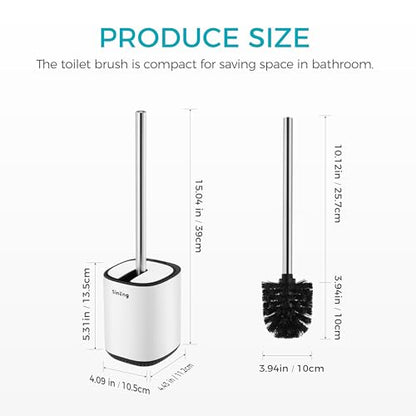 Toilet Brush and Holder Set Toilet Bowl Brush Stainless Steel Automatic Open lid Toilet Bowl Cleaner Brush with Durable Bristle Head Toilet Cleaning Brush for Bathroom - color: White