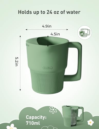 Roslim Silicone Baby Bath Rinse Cup - Shampoo & Body Washing Rinser for Kids & Toddlers, Lightweight Bath Cups for Rinsing Hair, Easy-Grip Handle, Ultra Soft Material (Olive Green) - color: Olive Green