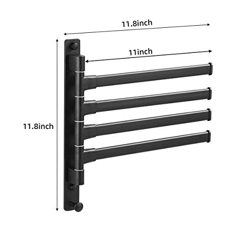 Swivel Hand Towel Bar Bathroom Swing Hanger Towel Rack Holder Matte Black Finish, Wall Mounted, 4-Arm - size: 4-Arm