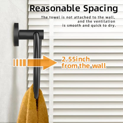 Matte Black Towel Ring 2Pack, SUS304 Stainless Steel Hand Towel Holder for Bathroom Kitchen, Modern Style Towel Hanger, Thicken Ring Towel Holder, Towel Rack Round Wall Mounted (2, Black) - color: Black