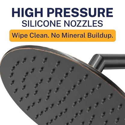 HammerHead Showers Solid Metal Round 8 Inch Rainfall Shower Head, High Flow Shower Head Optimized for Pressure, Oil Rubbed Bronze, 2.5 GPM - color: Oil Rubbed Bronze, size: 2.5 GPM