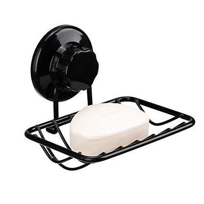 Super Powerful Vacuum Suction Cup Shower Soap Dish - Strong Rustproof Stainless Steel Soap Saver Sponge Holder for Bathroom & Kitchen Sink, Black - color: Black