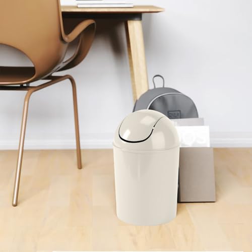 Umbra 1.25 Gallon Mini Waste Can with Removable Swing-Top Lid - Small Garbage Bin for Kitchen, Bathroom, Bedroom, Office - Compact Trash Can Fit Under Tables & Counters - Sand - color: Sand