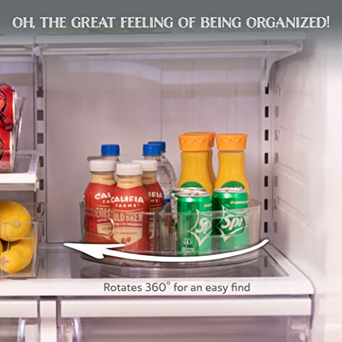 Oizeir Lazy Susan Turntable - Clear Acrylic, Removable Sections, Rotates 360 Degrees. Easily Organize Your Fridge, Cabinet or Counter. Great Carousel Storage for Food, Spices, Cosmetics. (4-Sections) - size: 1 Pack