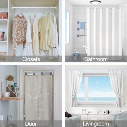 Thestoa White Shower Curtain Rod Adjustable 43-78 inch, 1"Diameter Spring Tension Curtain Rod No Drill, Anti-Rust Non-Slip Shower Rod, White Shower Rod for Bathroom Tension - color: White, size: 43"- 78"