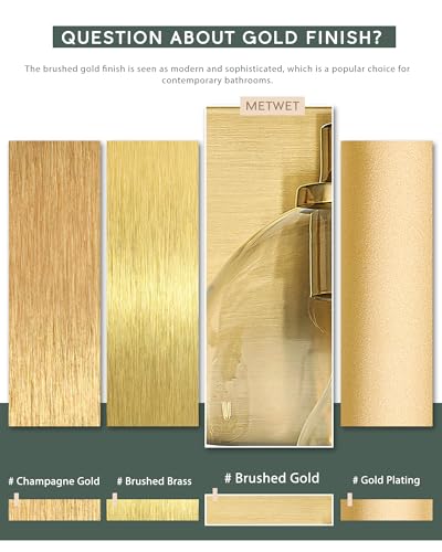Bathroom Light Fixtures, 3-Light Brushed Gold Vanity Light, Modern Wall Sconces with Clear Glass Globe Shade, Bathroom Wall Lights for Mirror Kitchen Bedroom Hallway Living Room, VL195-GD-3 | 18" modern bathroom light fixtures over mirror, E26 base, bulbs