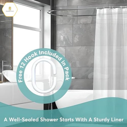 Paramexview® Shower Curtain Liner Clear 72x72 Heavy Duty and Premium PEVA Non-Toxic 8G Thickness Pre-Hooked 12 Metal Groomets PEVA Shower Curtain Liner with 3 Rustroof Magnet Weights