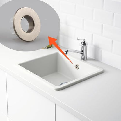 4 PCS Sink Basin Trim Overflow Cover, Brass Insert in Hole Round Caps for Bathroom or Kitchen Sink Brushed Nickel