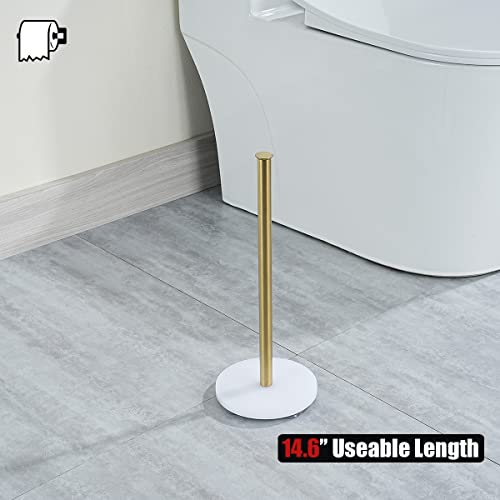 JQK Toilet Paper Storage Stand White Gold, 304 Stainless Steel Tissue Reserve Holder Dispenser for Bathroom, Brushed Gold, TPS180-WG - color: Gold & White Base