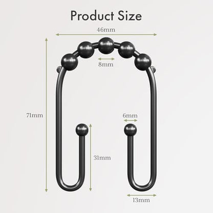 AmazerBath Black Shower Curtain Hooks, Shower Curtain Rings Rust Proof Non-Slip Double Shower Curtain Hooks for Shower Curtain, Sturdy Metal Shower Hooks Rings for Bathroom Shower Rod Hooks 24Pcs - color: Matte Black-24pcs, style: Modern