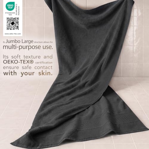 Cotton Paradise 100% Cotton Turkish Towel Set, Soft Absorbent Quick Dry, 2 Piece 35x70 Bath Sheet Set, Dark Gray - color: Dark Gray, size: 35"x70"