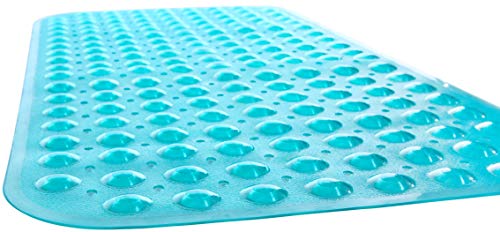 Large Non-Slip Bathtub & Shower Mat 31”x16” (Smooth/Non-Textured Tubs Only) Safe, Clean, Machine-Washable, Superior Grip&Drainage, Vinyl, Transparent Turquoise - color: Transparent Turquoise (Green-blue), size: Large (31"x16")
