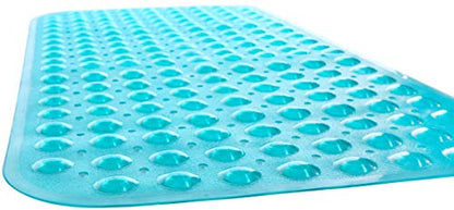 Large Non-Slip Bathtub & Shower Mat 31”x16” (Smooth/Non-Textured Tubs Only) Safe, Clean, Machine-Washable, Superior Grip&Drainage, Vinyl, Transparent Turquoise - color: Transparent Turquoise (Green-blue), size: Large (31"x16")