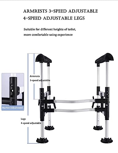 Freestanding Toilet Safety Rail - Adjustable Width and Height to fit Any Toilet, Toilet e for Seniors and Foldable Grab with Padded Handles (Black) - color: Black