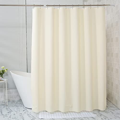 AmazerBath Beige Shower Curtain Liner Plastic, 8G PEVA Shower Liner Cream, Heavy Duty Shower Curtains for Bathroom, Cream Shower Curtain Waterproof 72x72 with 3 Weighted Stones and 12 Grommets - color: Beige, size: 72"W x 72"L (Pack of 1)