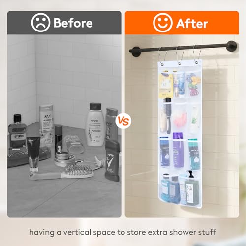 Lifewit Mesh Shower Caddy, 11 Pockets Hanging Bathroom Organizer, 1 Pack | 17" x 34", Attached 3 Hooks, Quick-Dry, Portable, Cruise Essentials, Idea for Toiletry, RVing, Travel, Camping - size: 17" × 34"