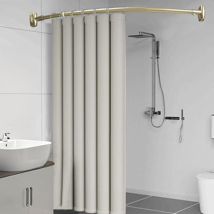 TOPROD Curved Shower Curtain Rod 48-72 Inches Adjustable Round Shower Rods | Gold,Rounded Bowed,Stainless Steel,More Shower Space,Need to Drill,for Bathroom, Bathtub - color: Bright Gold