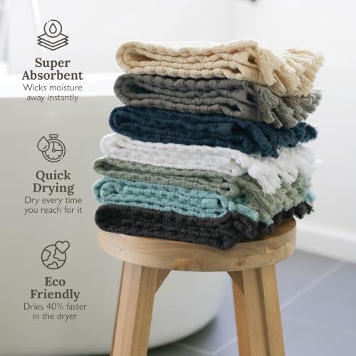 GILDEN TREE Decorative Waffle Hand Towels for Bathroom, 20x35 Large, Quick Drying Fingertip Towel, 2 Pack, Modern Style (Midnight Blue)