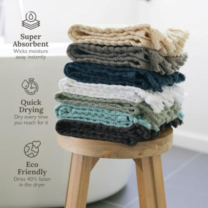 GILDEN TREE Decorative Waffle Hand Towels for Bathroom, 20x35 Large, Quick Drying Fingertip Towel, 2 Pack, Modern Style (Midnight Blue)