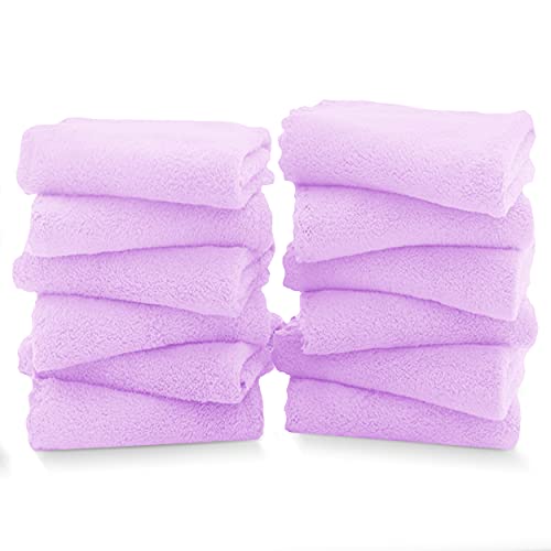 TENSTARS 12 Pack Premium Washcloths Set - Quick Drying- Soft Microfiber Coral Velvet Highly Absorbent Wash Clothes - Multipurpose Use as Bath, Spa, Facial, Fingertip Towel (Purple) - color: Purple, size: 12 Piece Washcloths