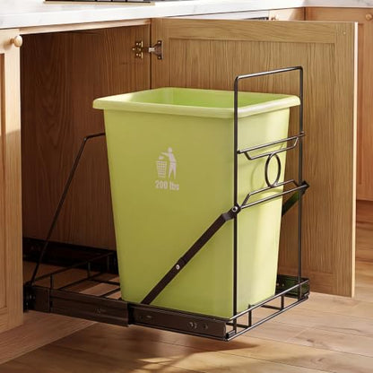 Pull Out Trash Can Under Cabinet, Under Sink Slider for 7-11 Gal Bins | Heavy Duty Sliding Garbage Can Organizer with Smooth Slides, Requires 12.5"W x 17.5"H Opening, Black(Bin Not Included) - color: Black