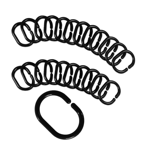 Plastic Shower Curtain Hooks C Shape Shower Curtain Rings for Bathroom Shower Rod Window Curtains Hanger (Black, 24pack) - color: Black, size: 24pack