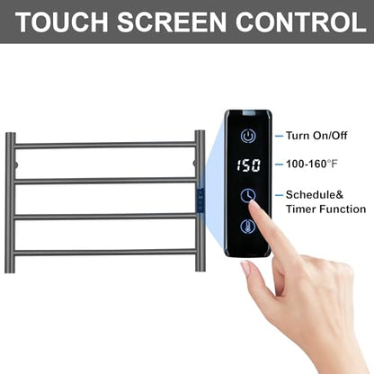 Electric Towel Rack with Voice Control for Alexa & Google Home,TUYA - Wall-Mounted Bathroom Heating Towel Warmer,Plug-in,Stainless Steel Material,16.54x23.62x5.51 in,Gunmetal Grey，4 Bars - color: Gungrey With Wifi, size: 4 Bar