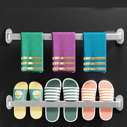 DCFV Bathroom Towel Bar, Hand Towel Holder Kitchen Towel Racks, Waterproof Bath Accessories, Multiple Uses Wall-Mounted Towel Rod Space Aluminum Shower Dishcloths Hanger
