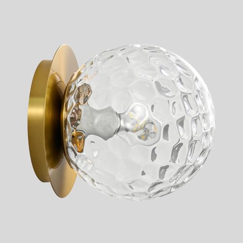 Modern Gold Globe Wall Sconce,Single Light with Clear Glass Shade - color: Gold - Hammered Clear Glass, size: 1-Light