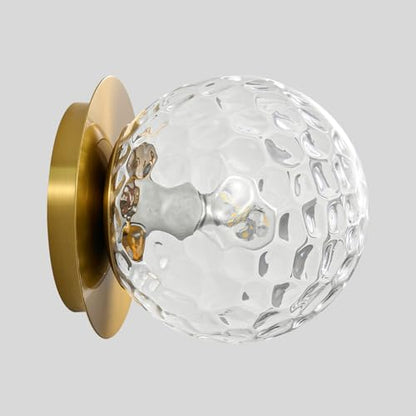Modern Gold Globe Wall Sconce,Single Light with Clear Glass Shade - color: Gold - Hammered Clear Glass, size: 1-Light