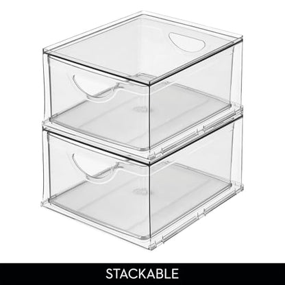 iDesign Stackable Storage Drawer, Set of 2, Clear | For Fridge, Pantry, or Under Sinks, Made in USA - style: Pack of 2
