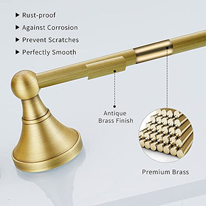 Leyden Antique Brass Toilet Paper Holder Towel Ring, Brass Hand Towel Holder Bathroom Accessories Set Retro Bathroom Hardware Tissue Toilet Roll Holder for Home or Kitchen, 2 Pieces - color: Brass