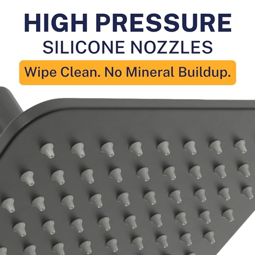 HammerHead Showers Solid Metal 8 Inch Square Rainfall Shower Head, High Flow Shower Head Optimized for Pressure, Matte Black, 2.5 GPM - color: Matte Black