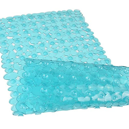 SONGZIMING Bathtub Mat Non Slip Pebble Bath Shower Mat with Drain Holes, Suction Cups Mat for Tub 16" W x 35" L, Clear Green - color: Clear Green