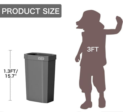 4 Gallon, Small Slim Garbage Can, Open Top Trash Can for Bathroom, Kitchen, Office, Bedroom, Living Room (Grey) - color: Grey