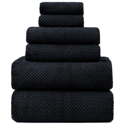 Oversized Bath Towels Extra Large 40x80 Inches Bath Sheets for Adults Super Soft Quick Dry Highly Absobent Microfiber Shower Towels (6 Piece,Black) - color: Black 6 Piece, size: 6 Piece