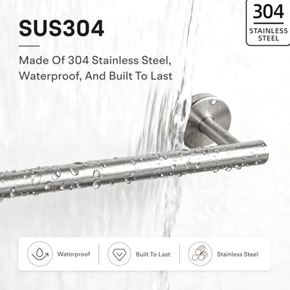 8 Pieces Bathroom Hardware Set, SUS304 Stainless Steel 24 Inch Bath Towel Bar Set, Round Bathroom Accessories Kit Wall Mounted Towel Holder (Brushed Nickel) - color: Brushed Nickel