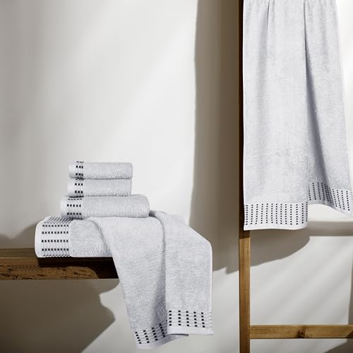 Ultra Soft 6 Pack Cotton Towel Set, Contains 2 Bath Towels 28x55 inch, 2 Hand Towels 16x24 inch & 2 Wash Cloths 12x12 inch, Ideal Everyday use, Compact & Lightweight - Light Grey - color: Light Grey, size: 6 Pack Set