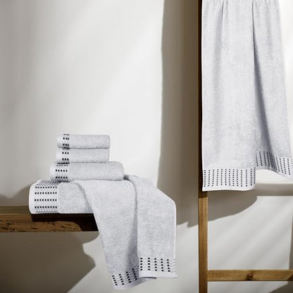 Ultra Soft 6 Pack Cotton Towel Set, Contains 2 Bath Towels 28x55 inch, 2 Hand Towels 16x24 inch & 2 Wash Cloths 12x12 inch, Ideal Everyday use, Compact & Lightweight - Light Grey - color: Light Grey, size: 6 Pack Set