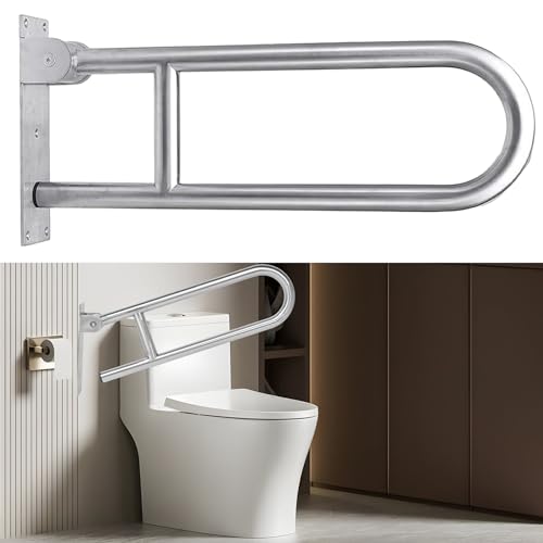 Handicap Grab Bars, Flip Up Toilet Grab Bar, Wall Mount Handicap Grab Rails, 23.6 Inch Stainless Steel Bathroom Shower Safety Bars Provide Safety Assist Grab for Pregnant Woman Elderly Disabled - size: 23.6"
