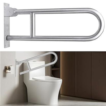 Handicap Grab Bars, Flip Up Toilet Grab Bar, Wall Mount Handicap Grab Rails, 23.6 Inch Stainless Steel Bathroom Shower Safety Bars Provide Safety Assist Grab for Pregnant Woman Elderly Disabled - size: 23.6"