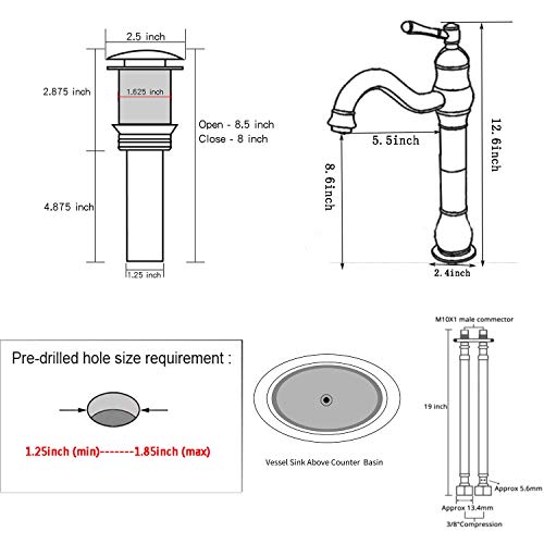 360° Swivel Chrome Single Handle One Hole Bathroom Sink Faucet Matching with Pop Up Drain - color: Chrome, size: Vessel