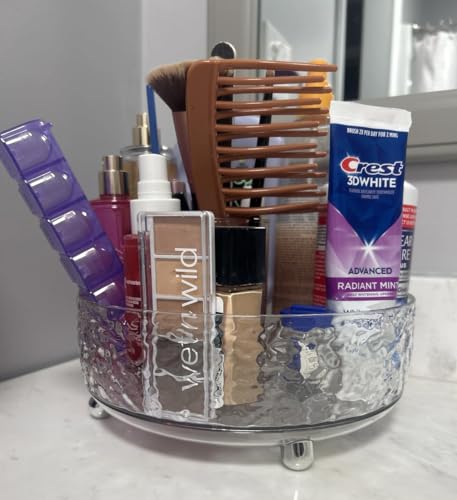 360° Rotating Makeup Organizer, 9" Clear Perfume Organizer Turntable Lazy Susan for Vanity, Pantry, Bathroom Counter, Cabinet, Spinning Cosmetic Storage Holder for Skincare, Perfume, Lotions - size: 9 inch