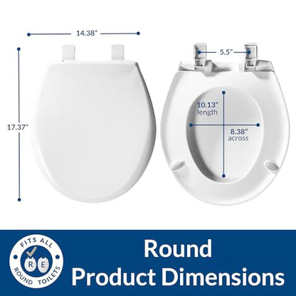 Mayfair Aurora Slow Close Toilet Seat, Easy Clean Hinges and Adjustable Perfect Fit Plastic Seat, Made in USA, Round, Bone - size: Round