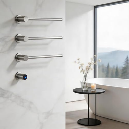 Electric Towel Warmer Concealed, Swivel Heated Towel Rack for Bathroom, Built-in Modular Electric Towel Rack with Timer, Thermostat, LED Display, 3 Bar 180° Rotation, Hardwired (Nickel, 3-Bar)