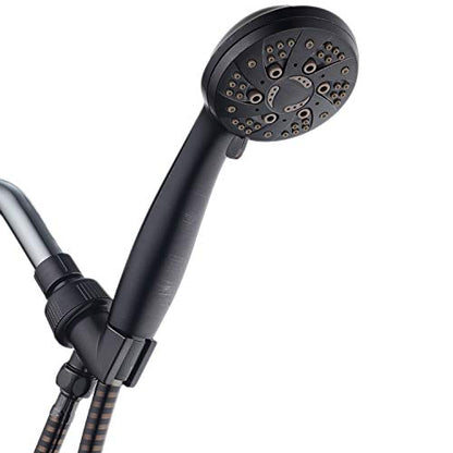 AquaDance High Pressure 6-Setting Hand Held Shower Head with Extra-Long 6 Foot Hose & Bracket – Anti-Clog Nozzles - USA Standard Certified - Top U.S. Brand - OIL RUBBED BRONZE - color: Oil Rubbed Bronze