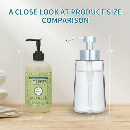 Glass Soap Dispenser 16oz Liquid Hand Soap Dispenser Chrome Pump | Large Capacity, Liquid Soap Pump(No foaming), with Rust Proof Pump Waterproof Labels, Hand Soap for Bathroom, Kitchen, 2 Sets - color: Chrome
