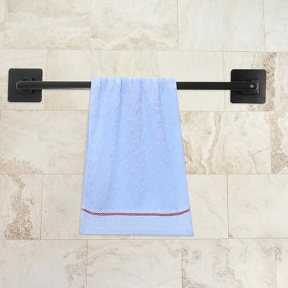 BESPORTBLE Wall-Mounted Towel Bar 45Cm Black Adhesive Bathroom Towel Rack No Drilling for Shower and Toilet