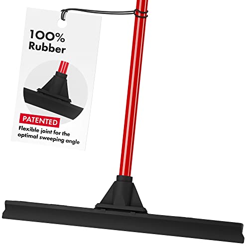 Heavy-Duty Floor Squeegee - Large 18" Wide Blade & 55" Long Handle Professional Grade Concrete, Garage & Commercial Rubber Squeegee Broom Floor Cleaner - Wood, Tile, Shower, Glass, Deck, Window - size: 18 Inch Blade - 1 Piece Handle
